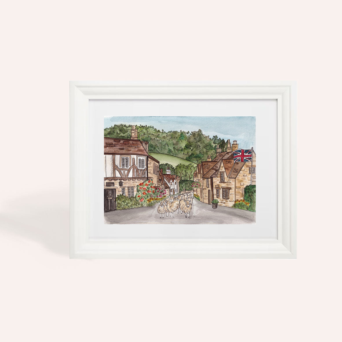 Cotswold Sheep Original A4 Illustration