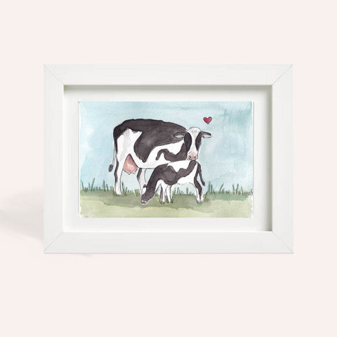 Cow and Calf A5  Watercolour Original