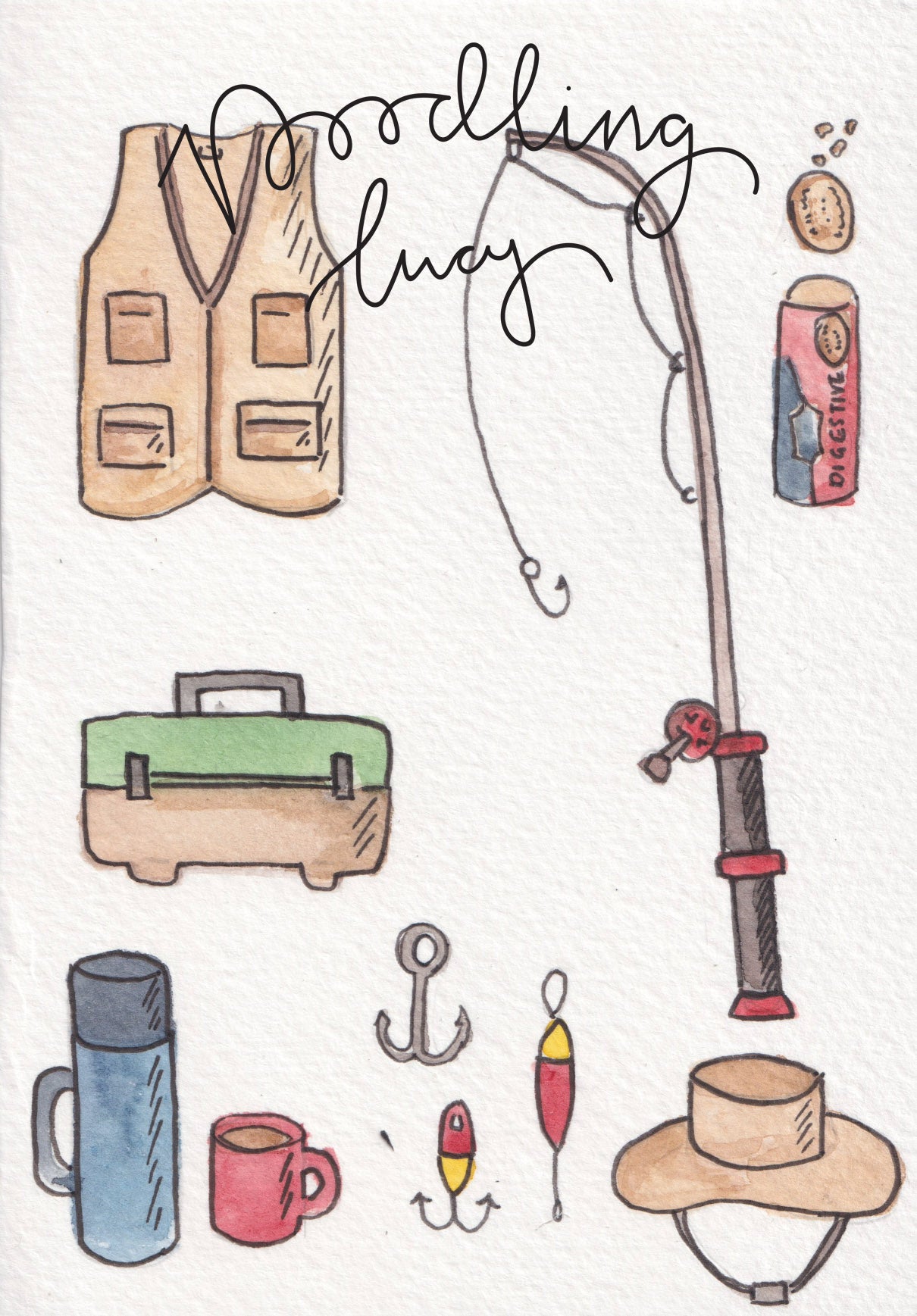 Fishing A6 Original Illustration
