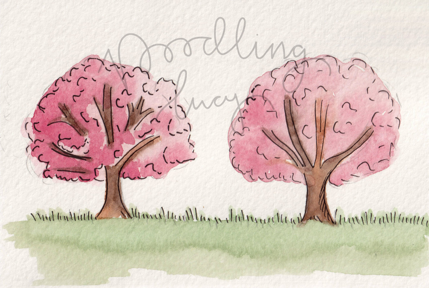 Cherry Blossom Trees A6 Original Illustration