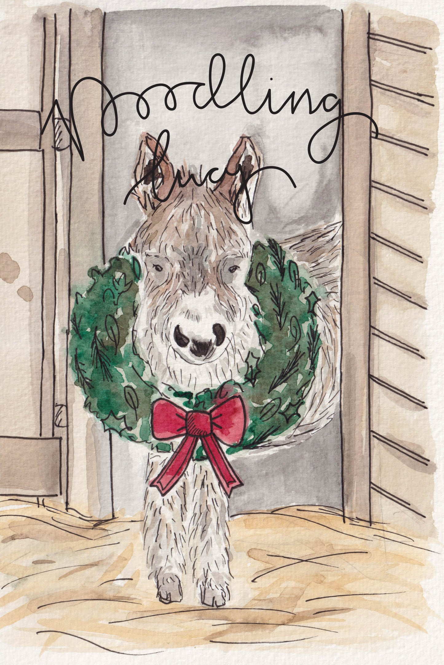 Christmas Donkey A5 Original Watercolour