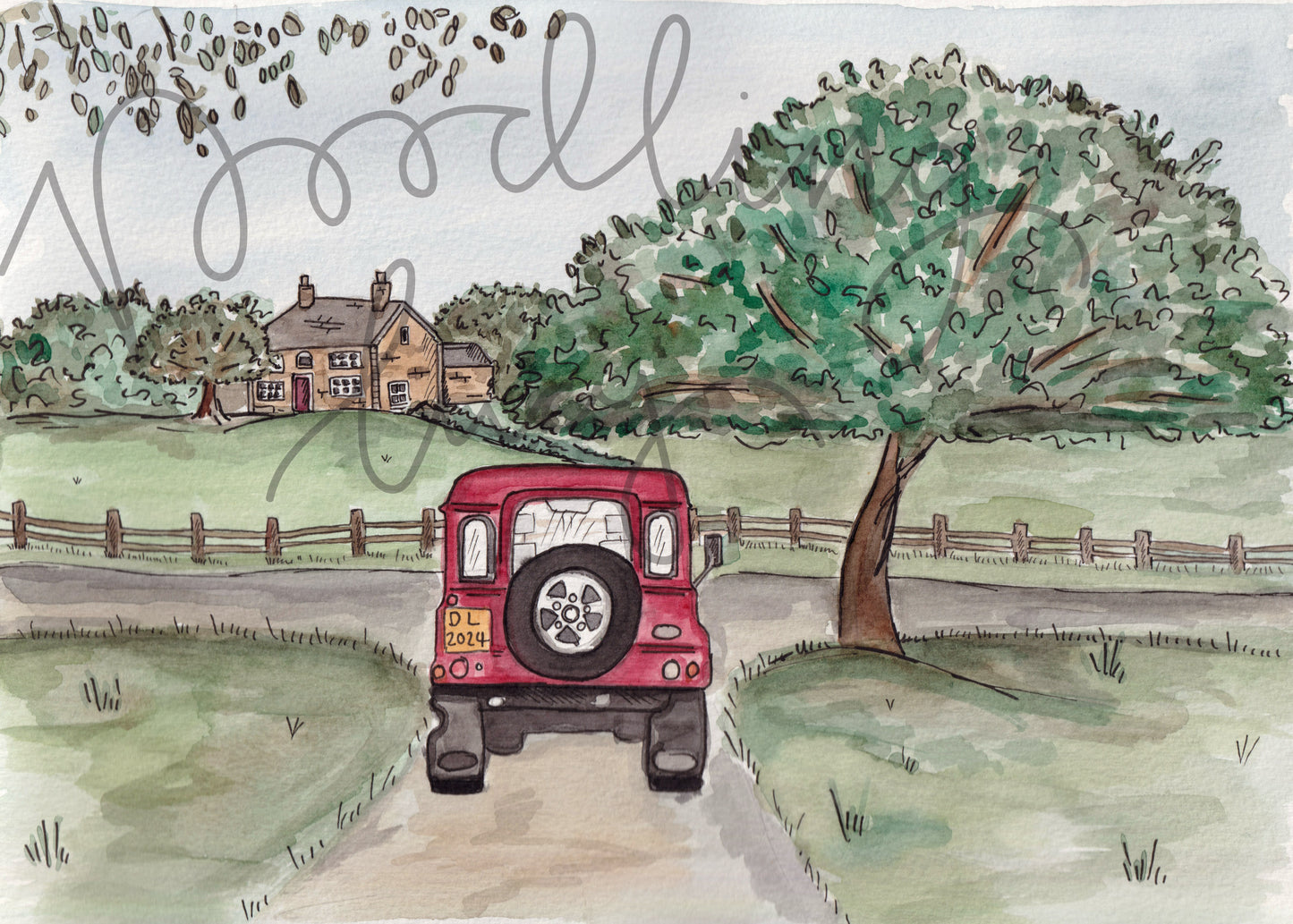 Driving Home, Defender A4 Original Illustration