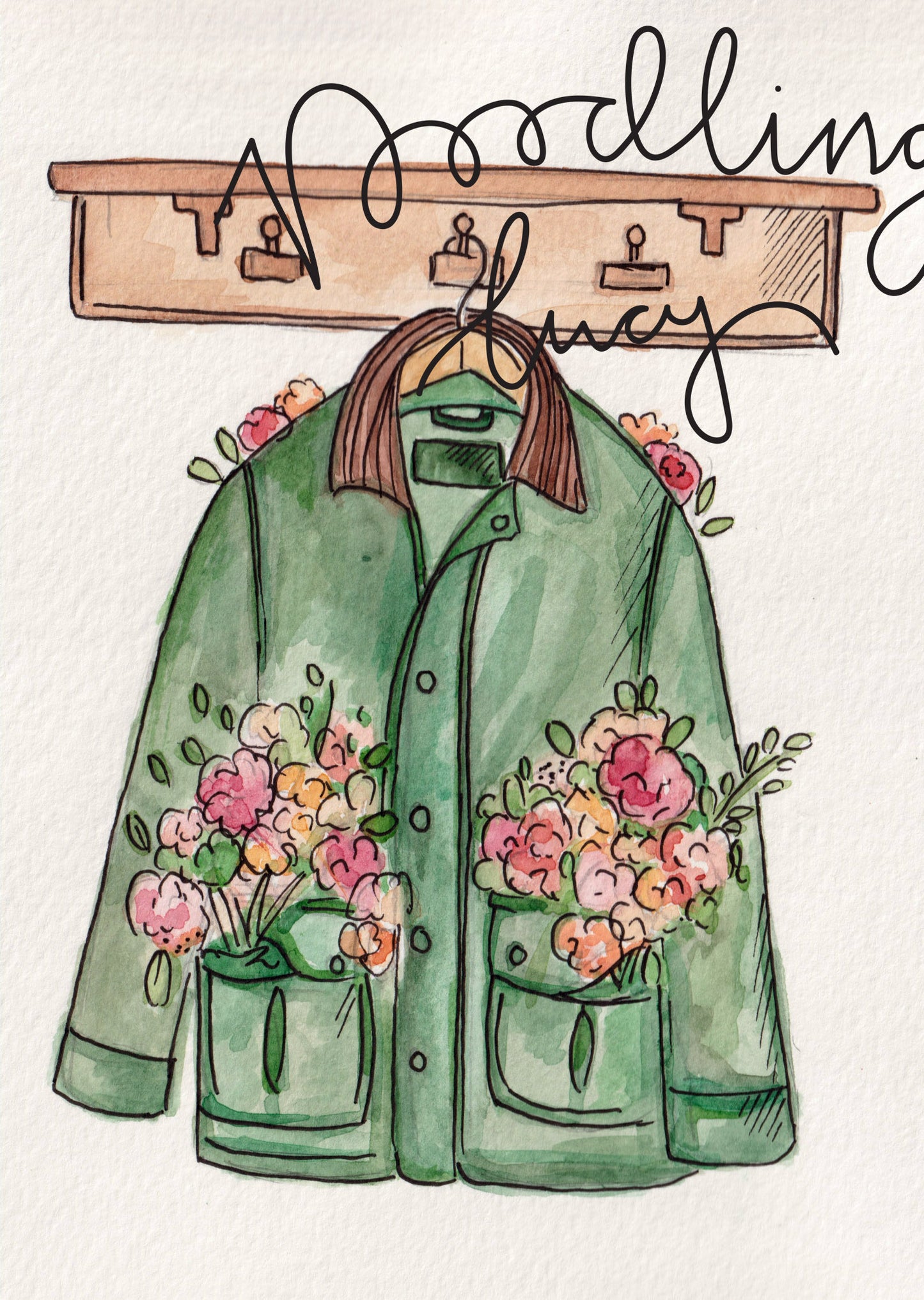 Floral Wax Jacket A5 Original Illustration