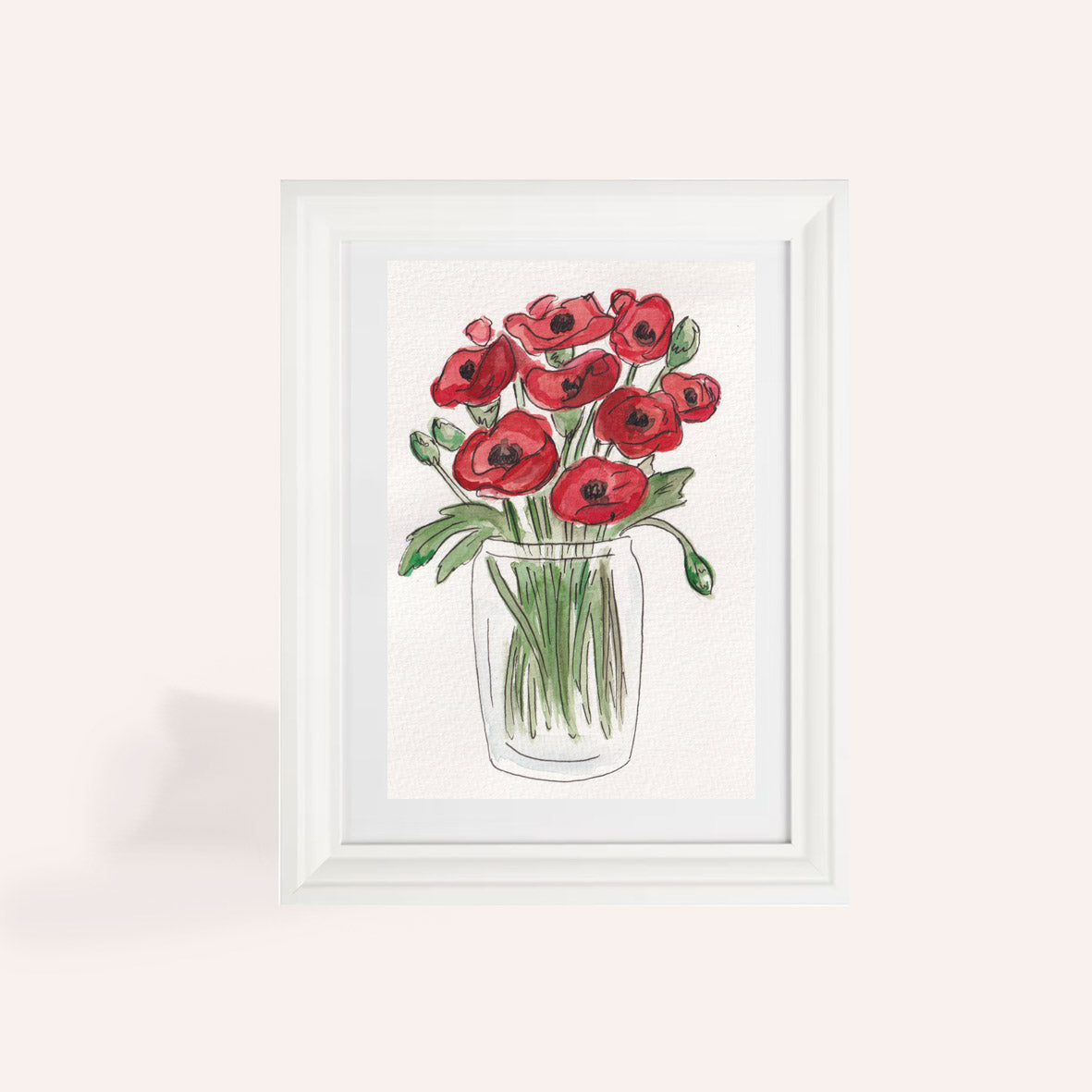 Poppy Vase A5 Original Illustration