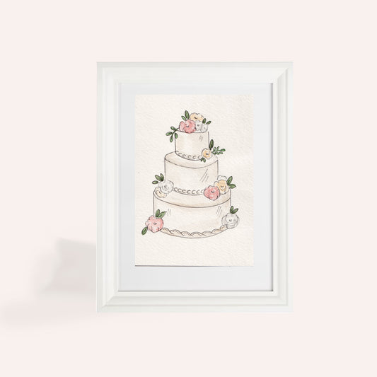 Wedding Cake A6 Original Illustration