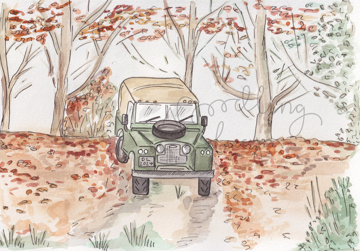 Autumn Leaves Defender Original Illustration A4