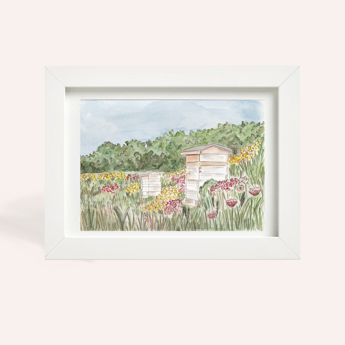 Beehives A4 Original Illustration