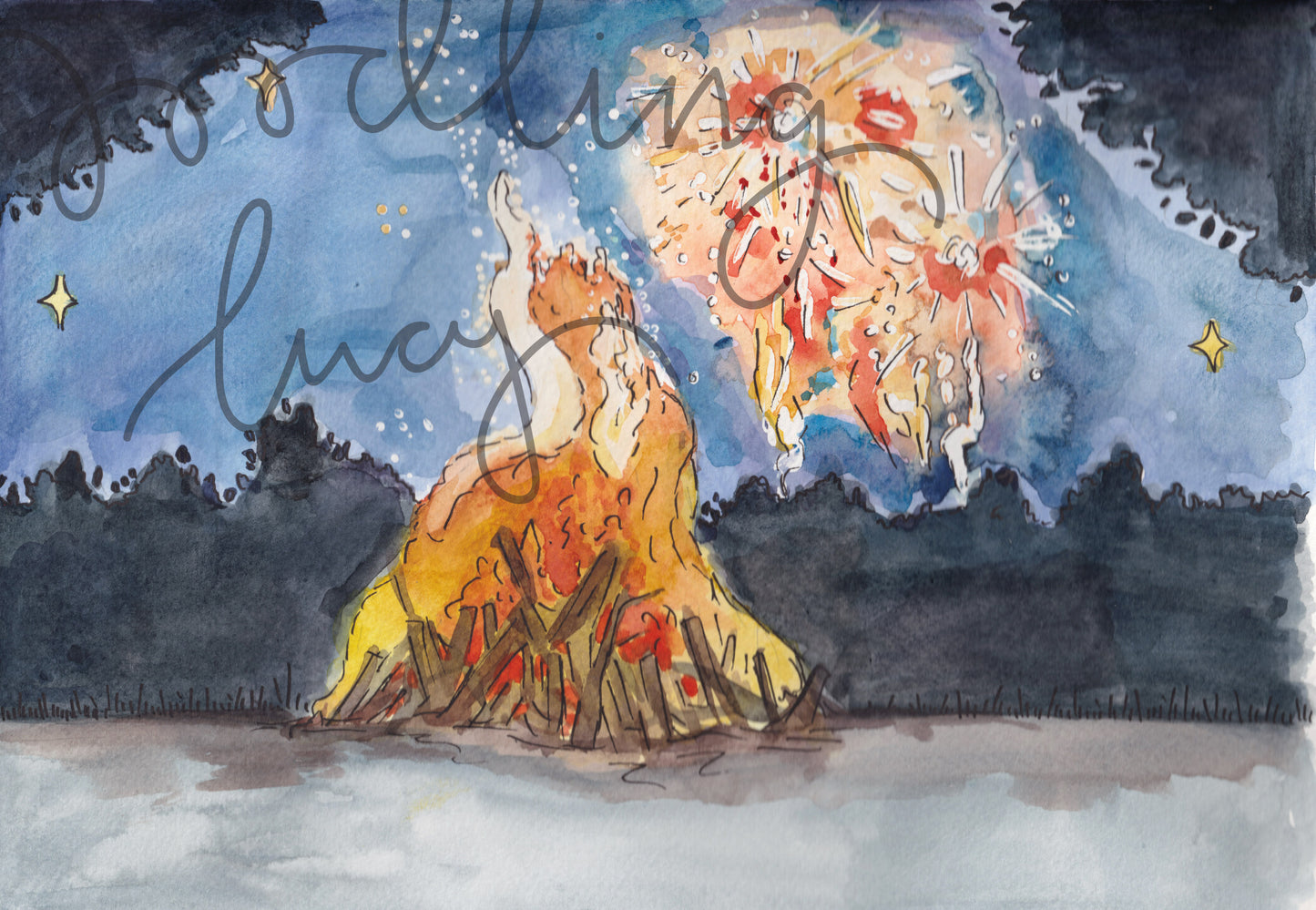 Bonfire Night A4 Original Illustration