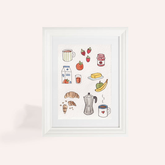 Brunch & Heart A6 Original Illustration
