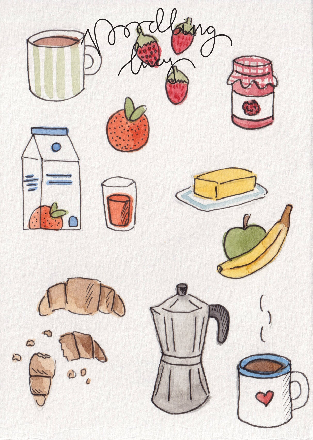 Brunch & Heart A6 Original Illustration