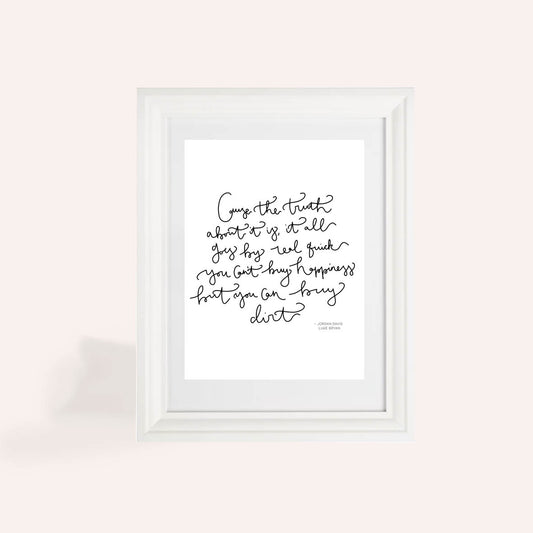 Jordan Davis Buy Dirt Calligraphy A4 Print