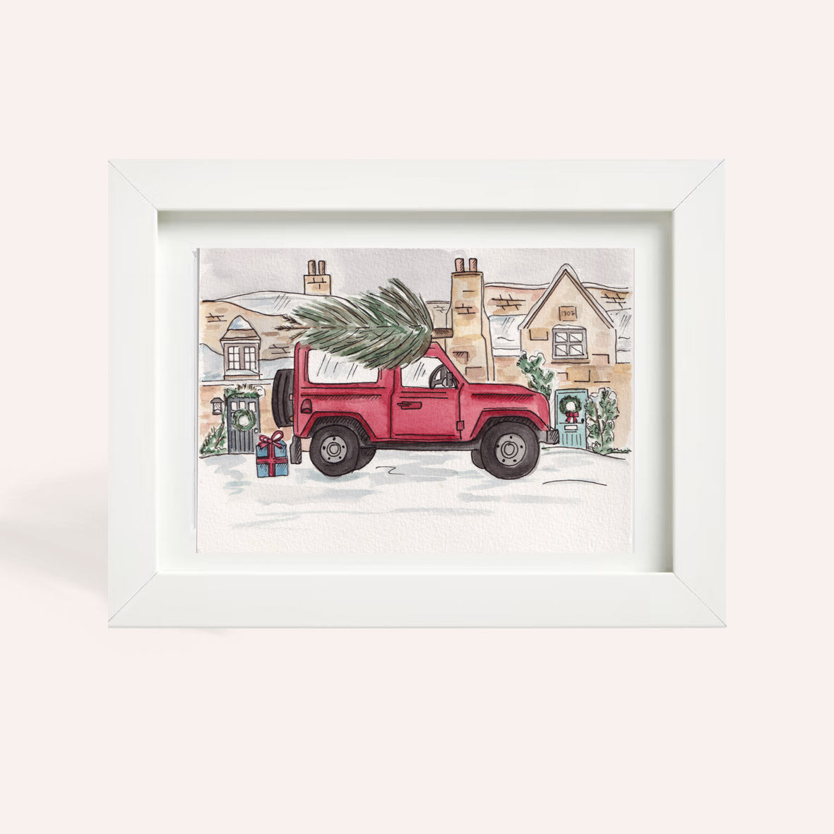 Christmas Red Landrover Defender A5 Original
