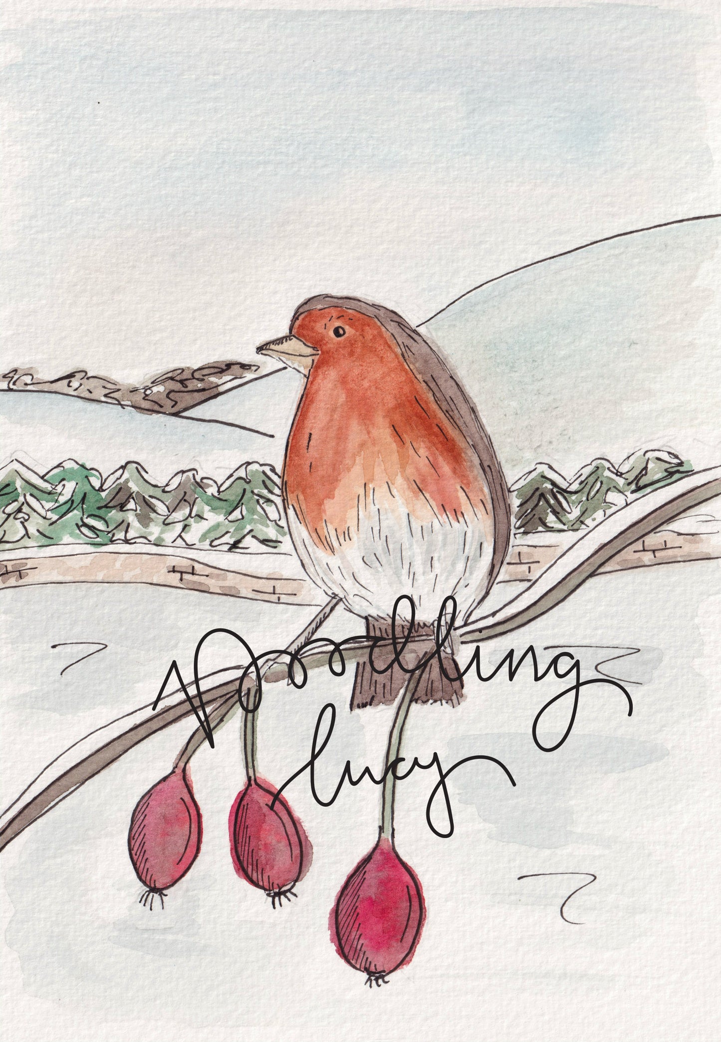 Christmas Robin A5 Original Painting