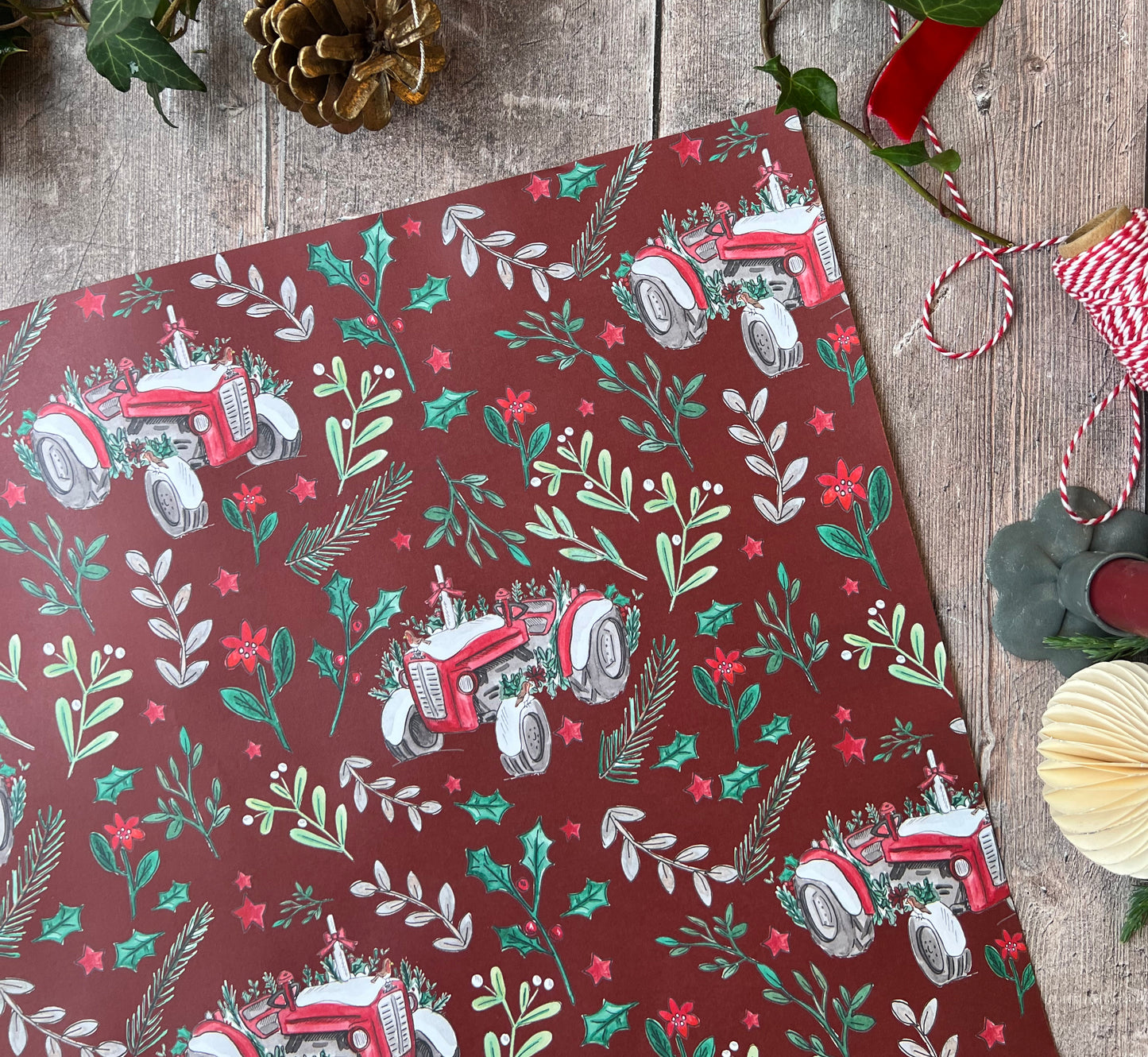 Vintage Tractor Luxury Christmas Wrapping Paper (Sheet)