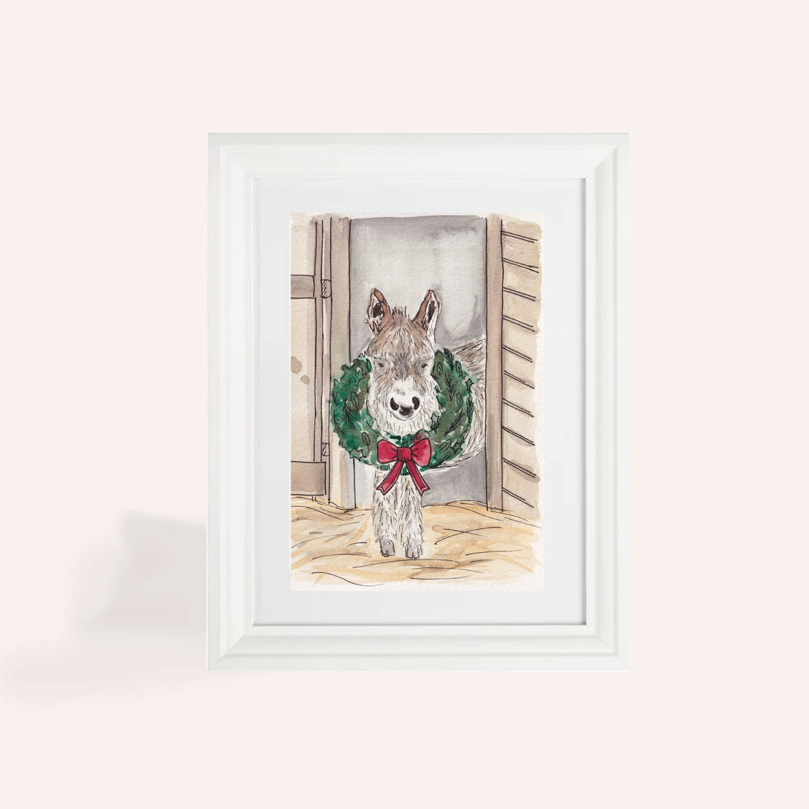 Christmas Donkey A5 Original Watercolour