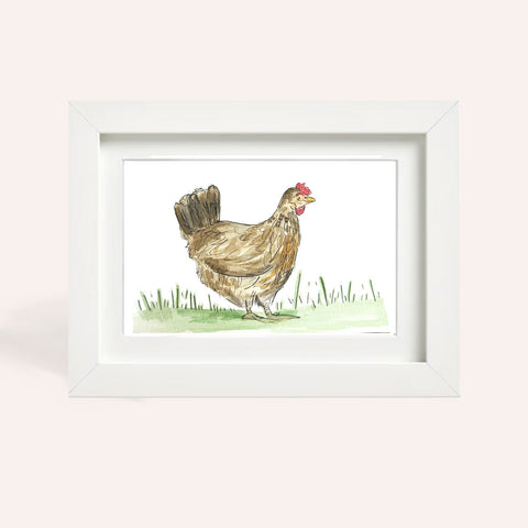 Cream Legbar Chicken A5 Watercolour Original Watercolour