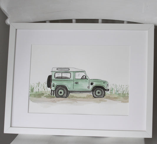 A4 Defender Watercolour Print