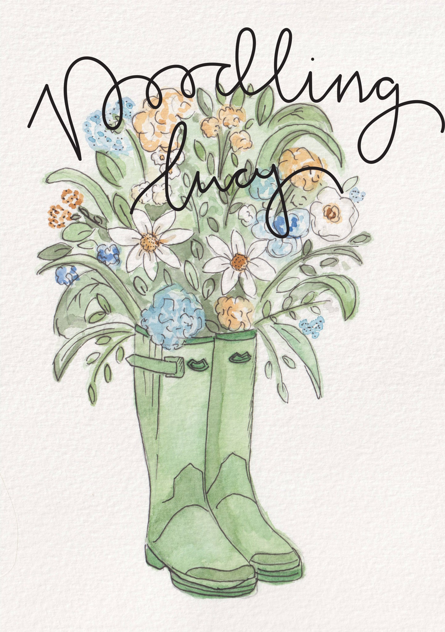 Floral Wellies A5 Original Illustration