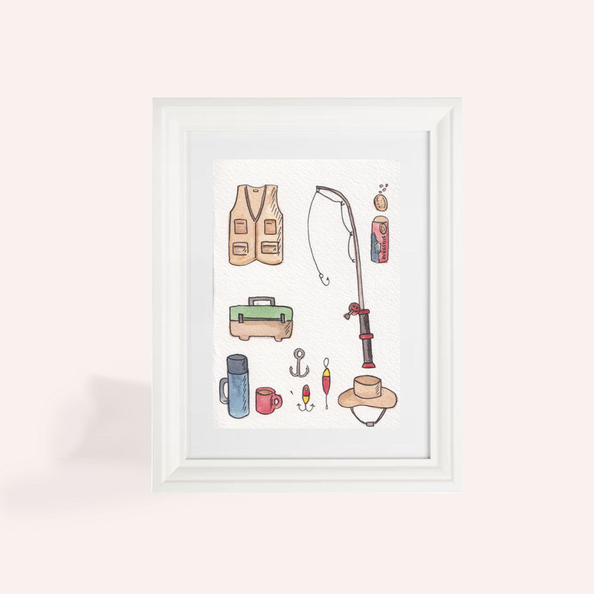 Fishing A6 Original Illustration