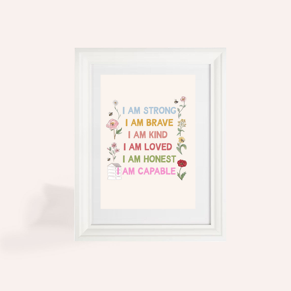 Floral Affirmations A4 Art Print