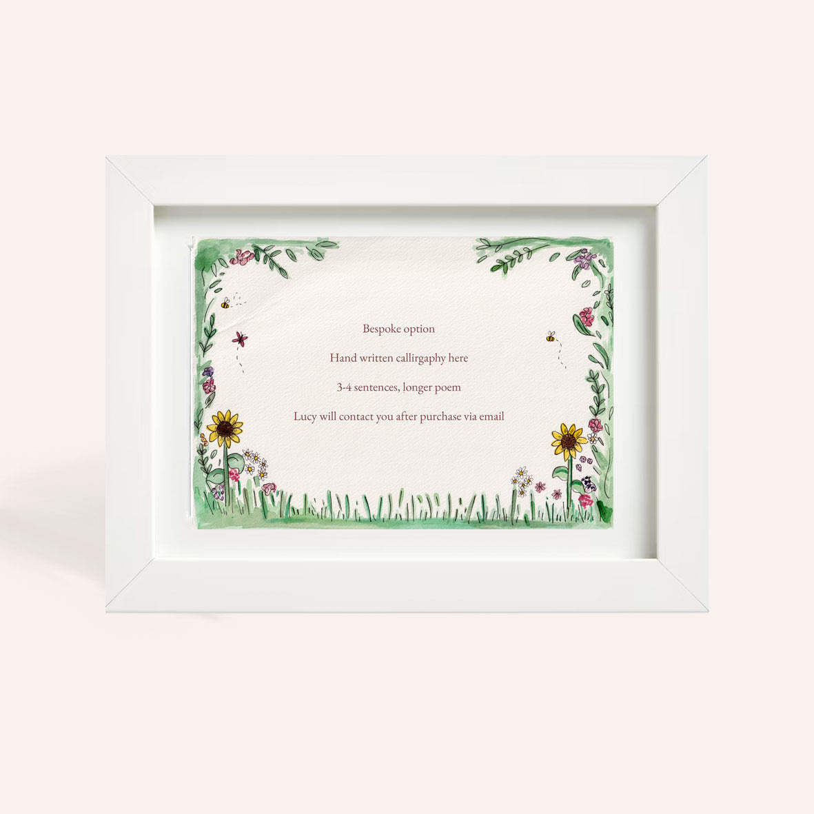 A4 Floral Bespoke Calligraphy Original Watercolour