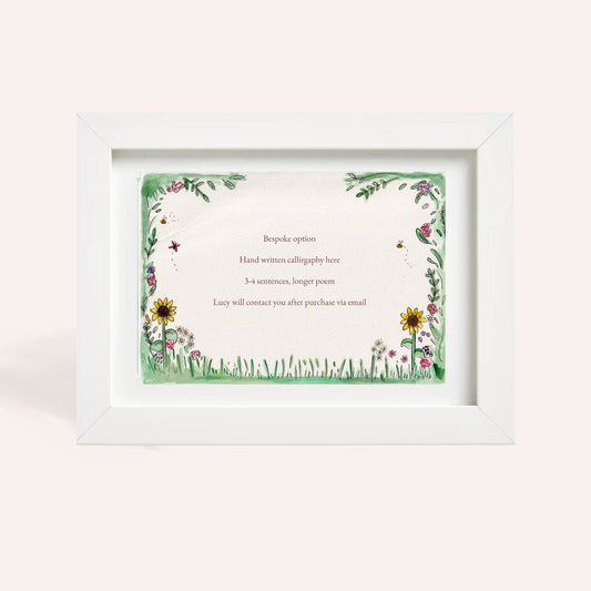 A4 Floral Bespoke Calligraphy Original Watercolour