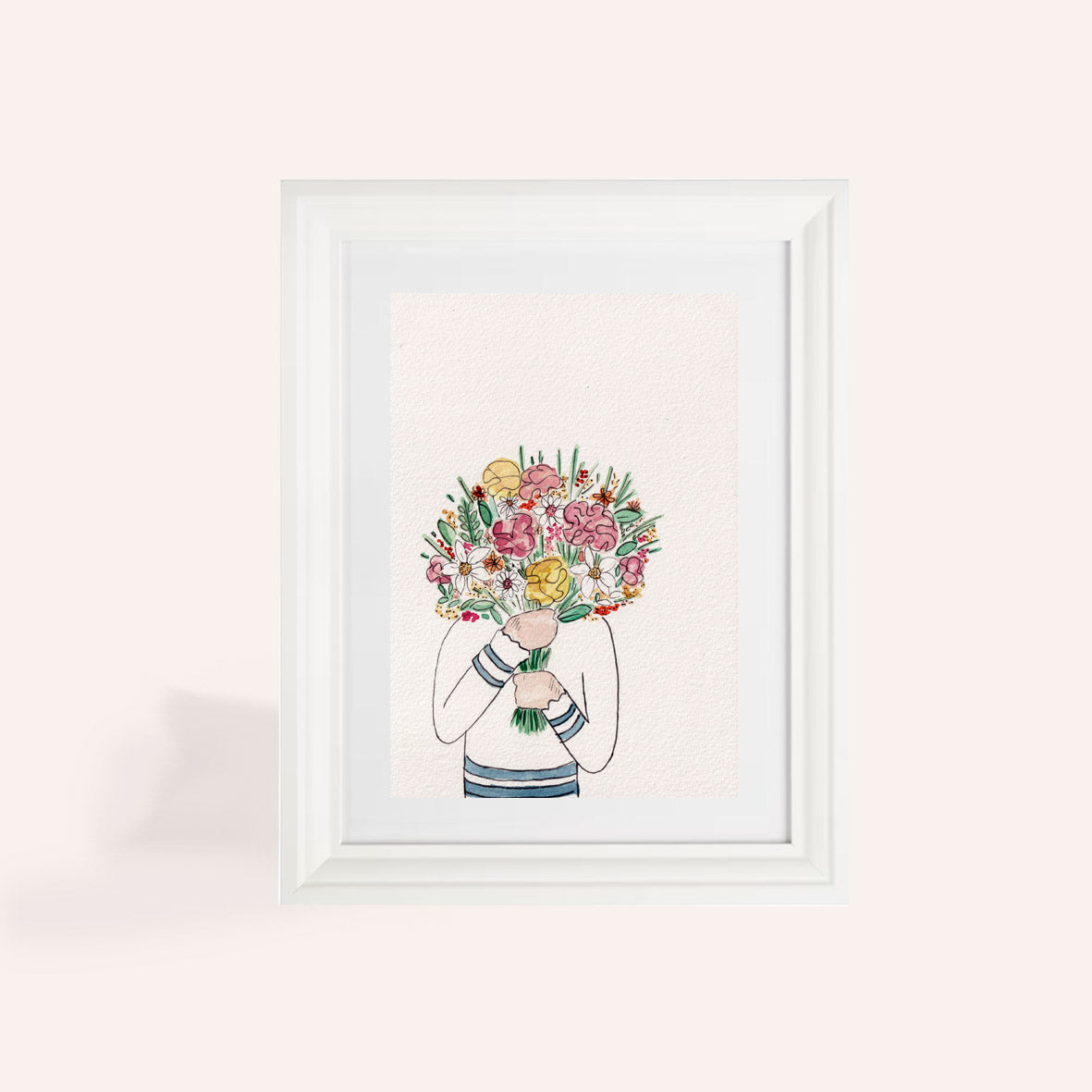 Holding A Flower Bouquet Original Illustration A5