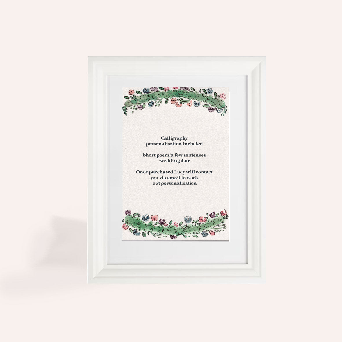 Pink Florals Personalised A5 Original Illustration