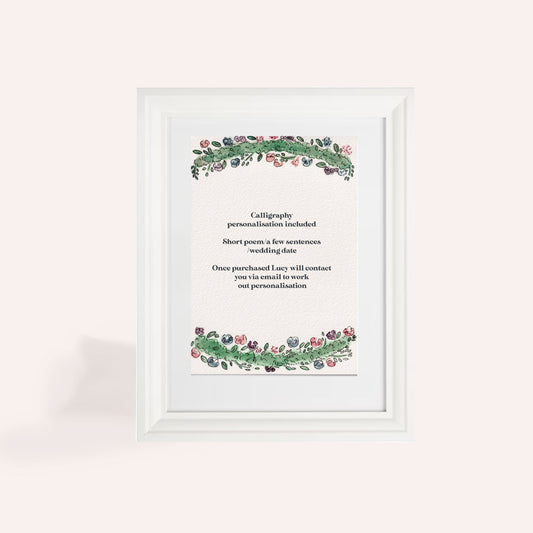 Pink Florals Personalised A5 Original Illustration