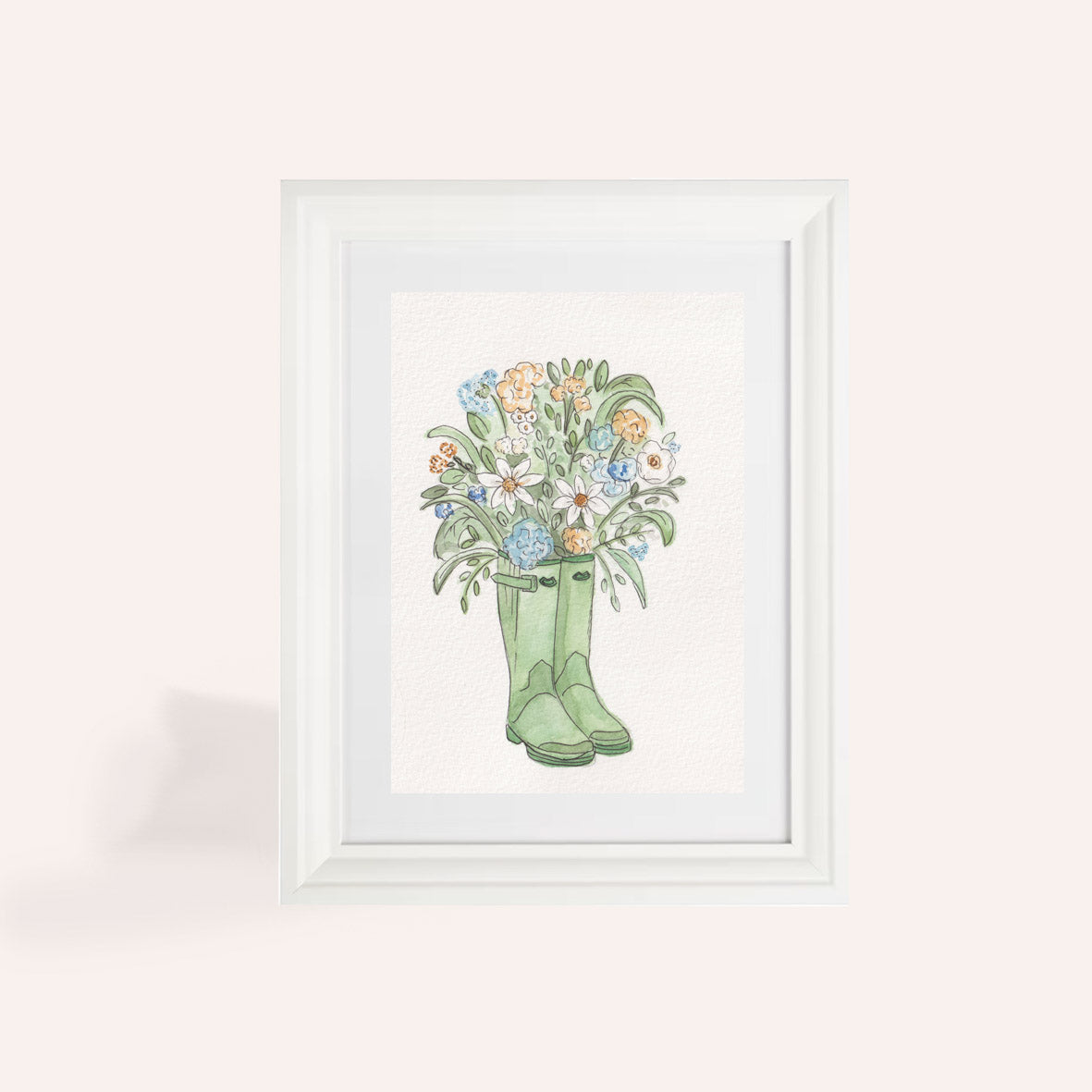 Floral Wellies A5 Original Illustration