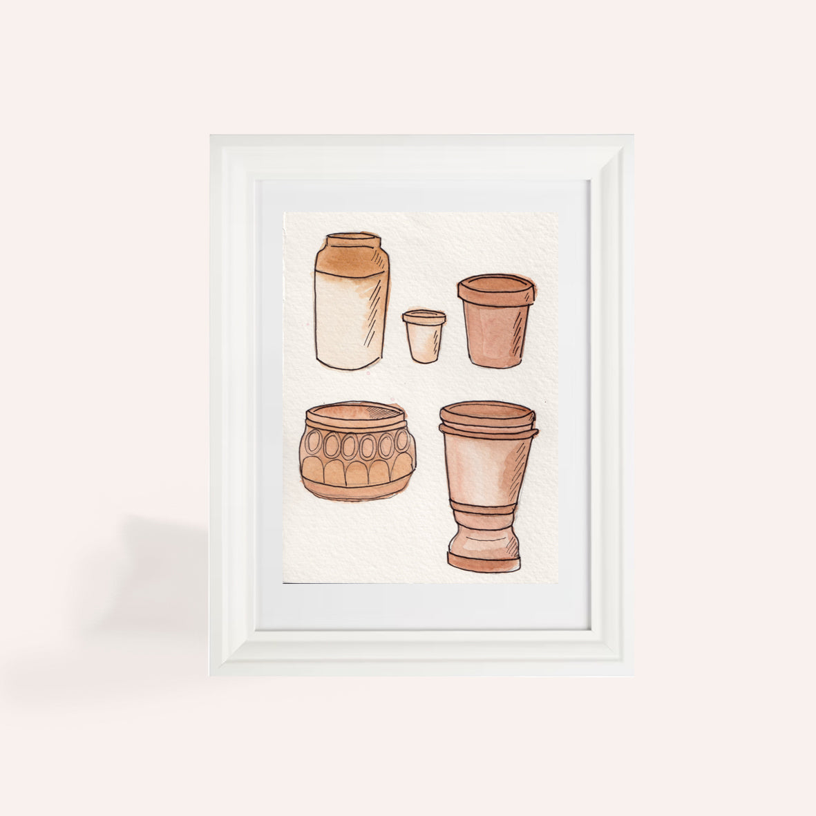 Terricota Flower Pots Original Illustration