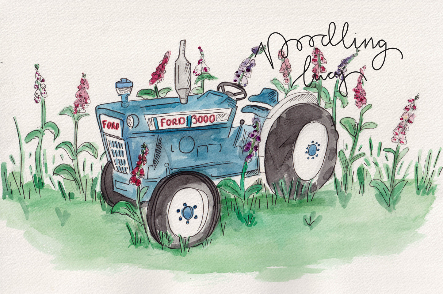 Ford 3000 Floxgove A4 Original Watercolour