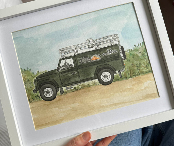 Bespoke A4 Watercolour Defender Illustration