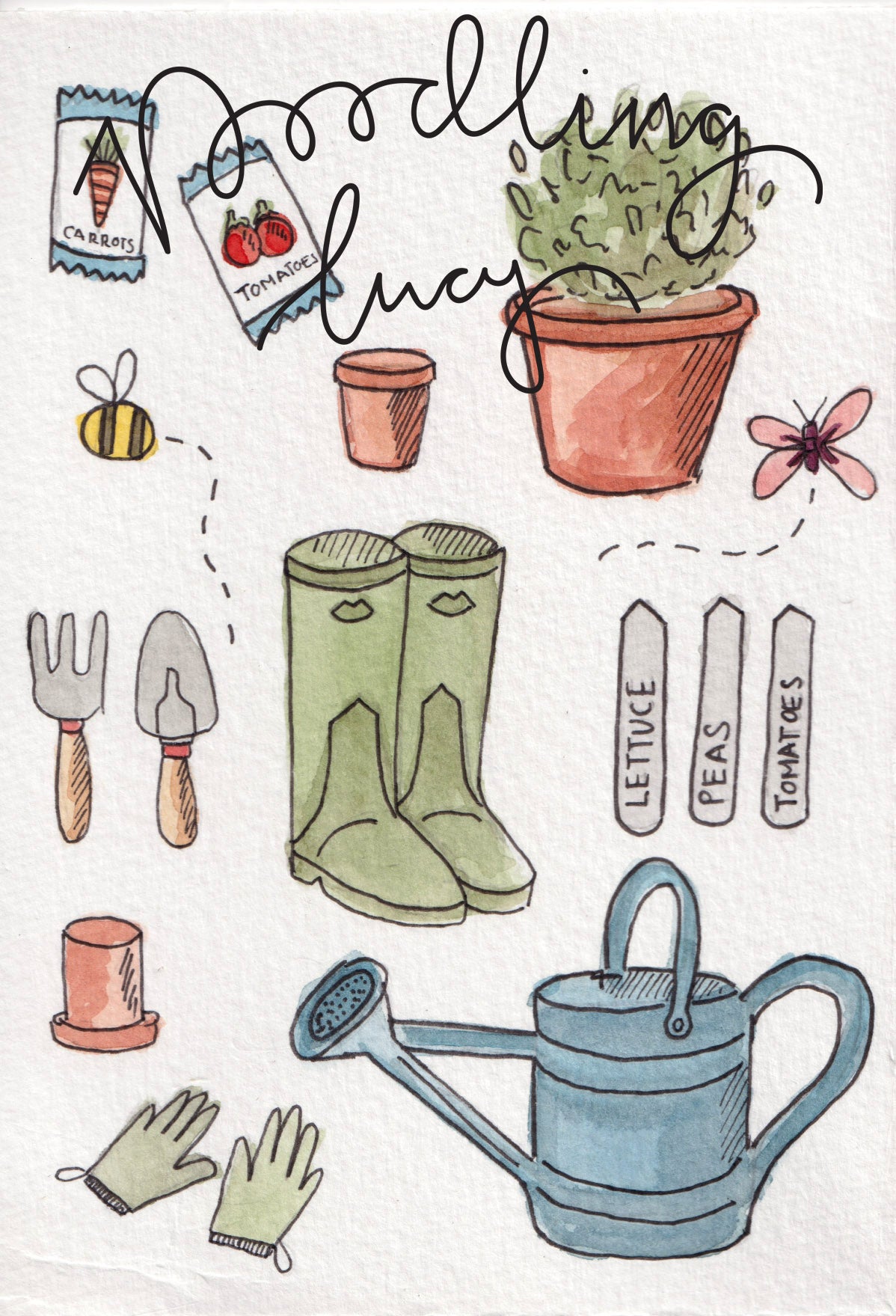 Gardening A6 Original Illustration
