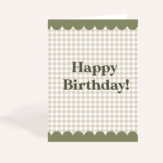 Green Gingham Birthday Card