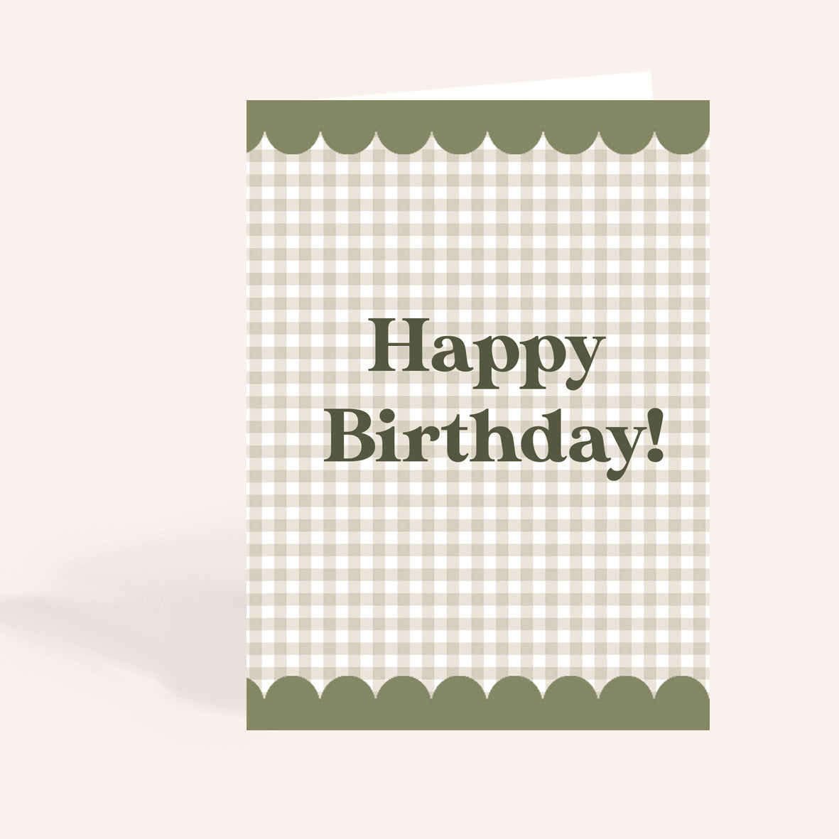 Green Gingham Birthday Card