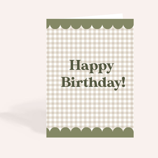 Green Gingham Birthday Card