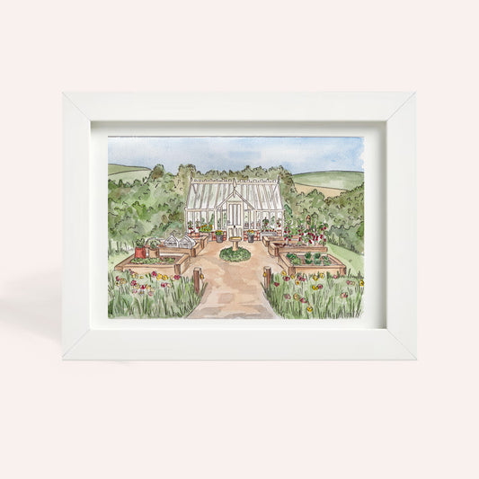 Garden Greenhouse A4 Original Illustration
