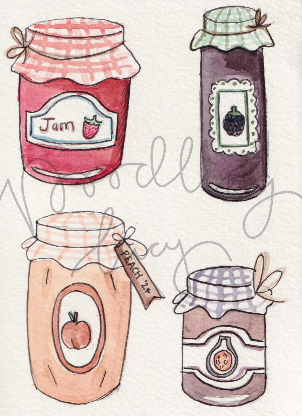 Jam Pots A6 Original Illustration