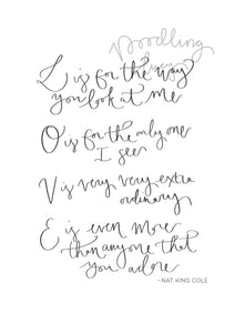 L-O-V-E Nat King Cole A4 Print