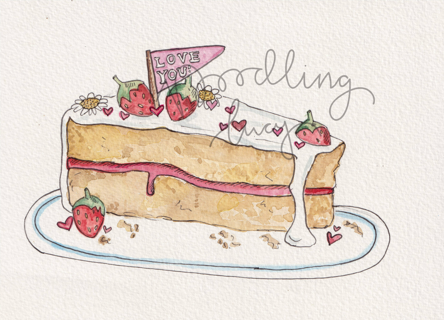Love You Cake A5 Original Painting