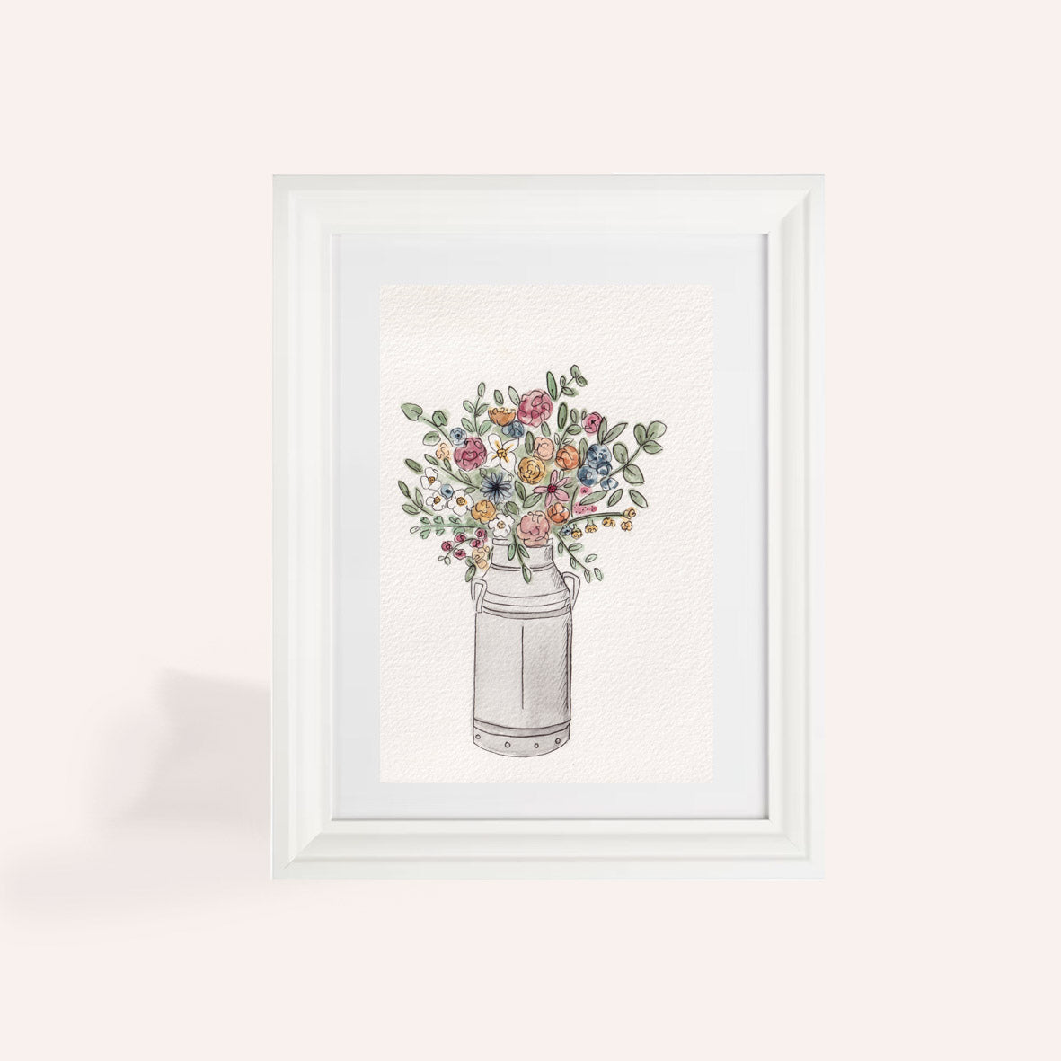 Floral Milk Churn A5 Original Illustration