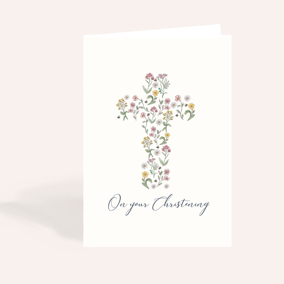 Pink & Yellow Christening Card