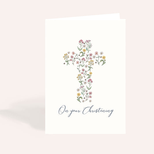 Pink & Yellow Christening Card