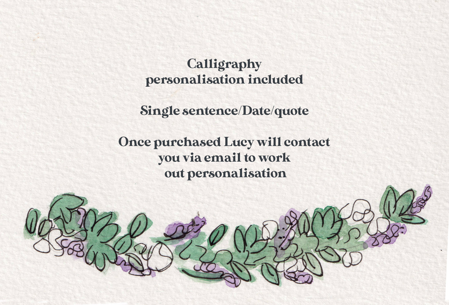 Purple Florals Personalised A6 Original Illustration