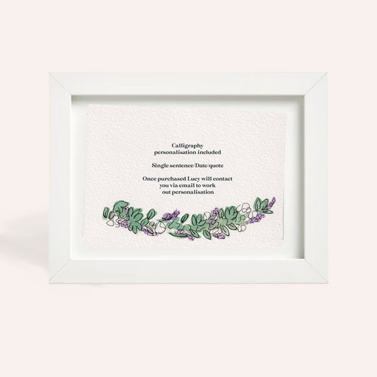 Purple Florals Personalised A6 Original Illustration