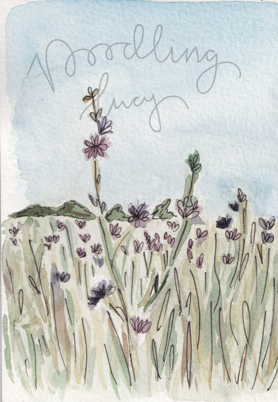 Purple Flowers A6 Original Illustration