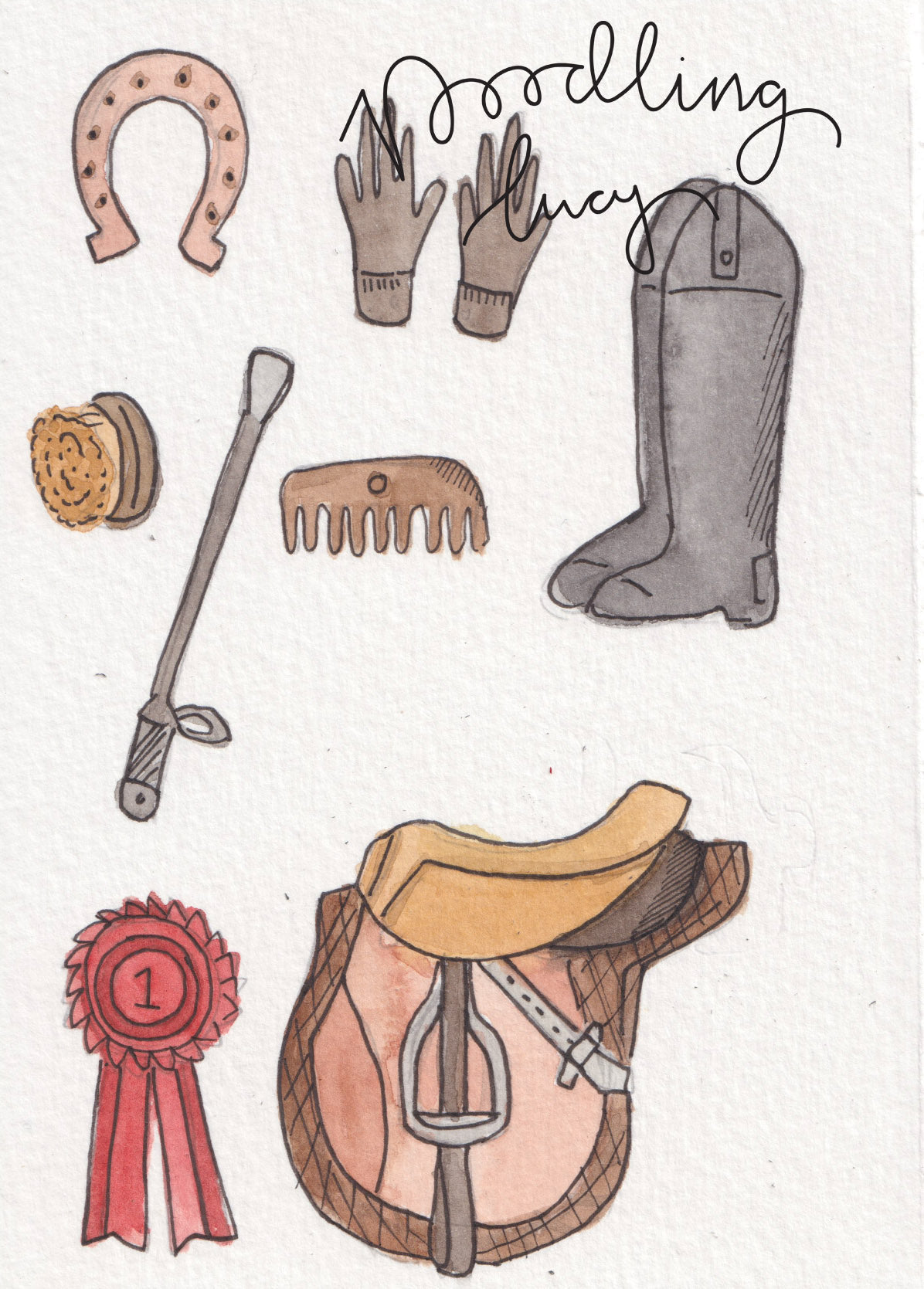 Horse Riding A6 Original Illustration
