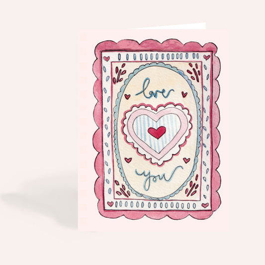 Ruffle Heart Love You Valentines Card