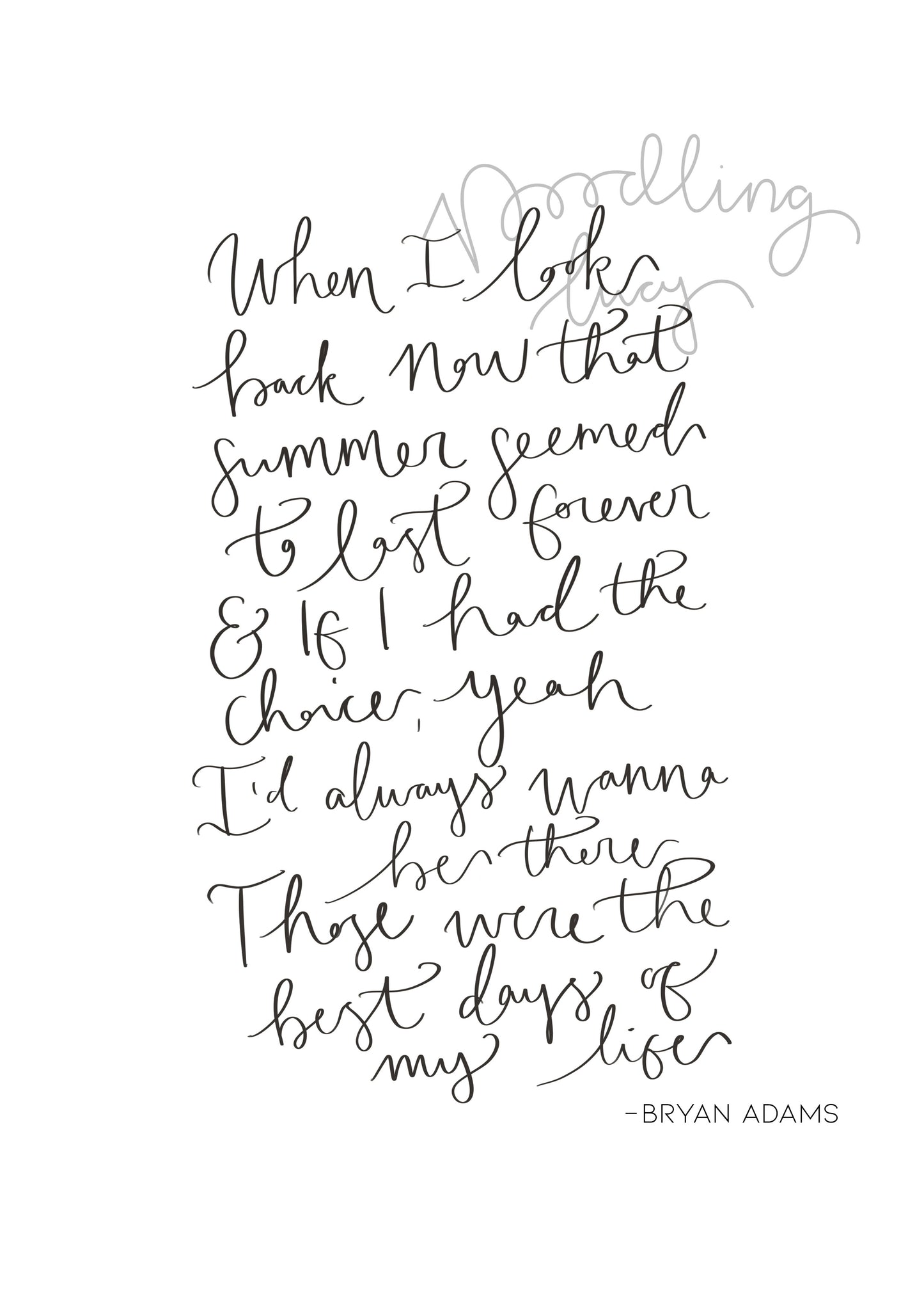 Bryan Adams, Summer of '69 A4 Print